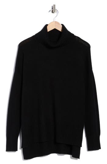 Magaschoni Cashmere Turtleneck Step Hem Sweater In Black