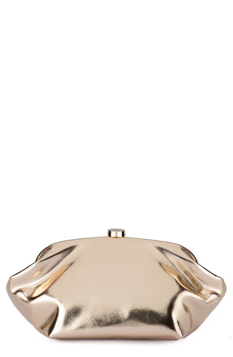 Tally Metallic Faux Leather Frame Clutch