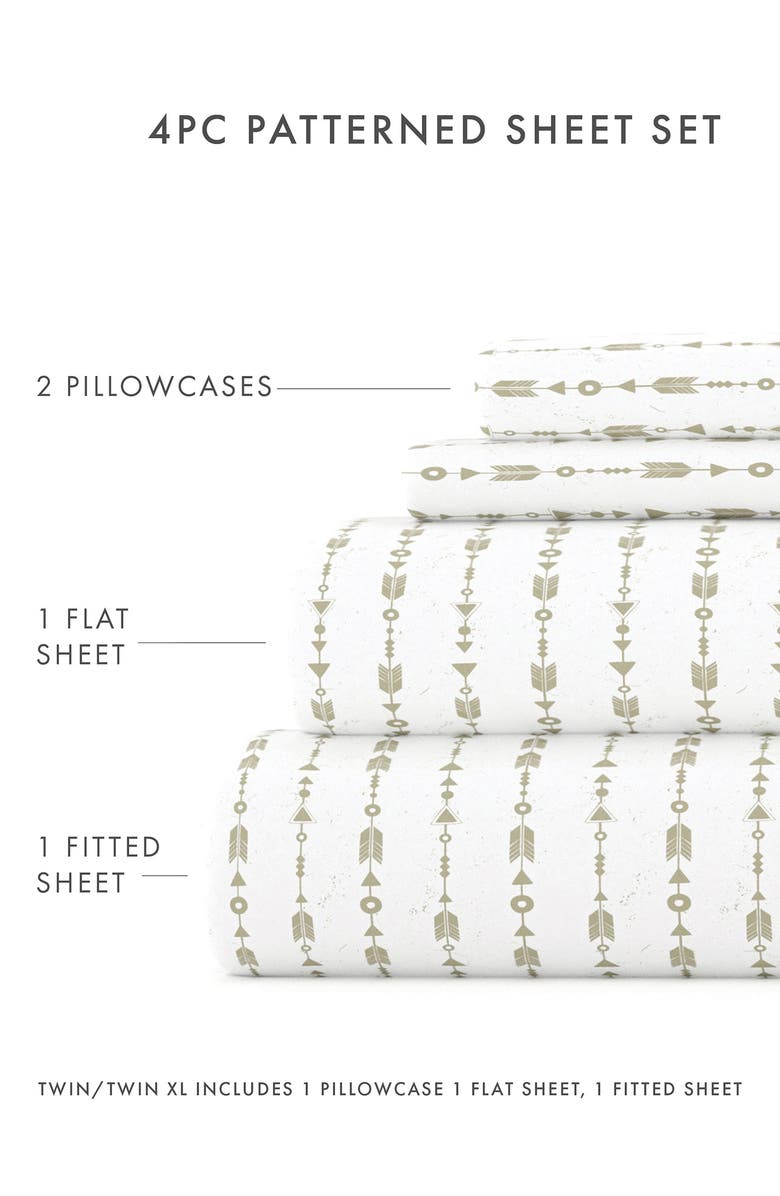 HOMESPUN IENJOY HOME Premium Ultra Soft Elegant Beaded Arrows 4-Piece Sheets Set, Alternate, color, Sage