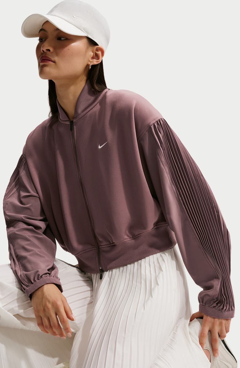 Nike Sportswear Pleated Sleeve Bomber Jacket, Alternate, color, Tattoo/ Sail