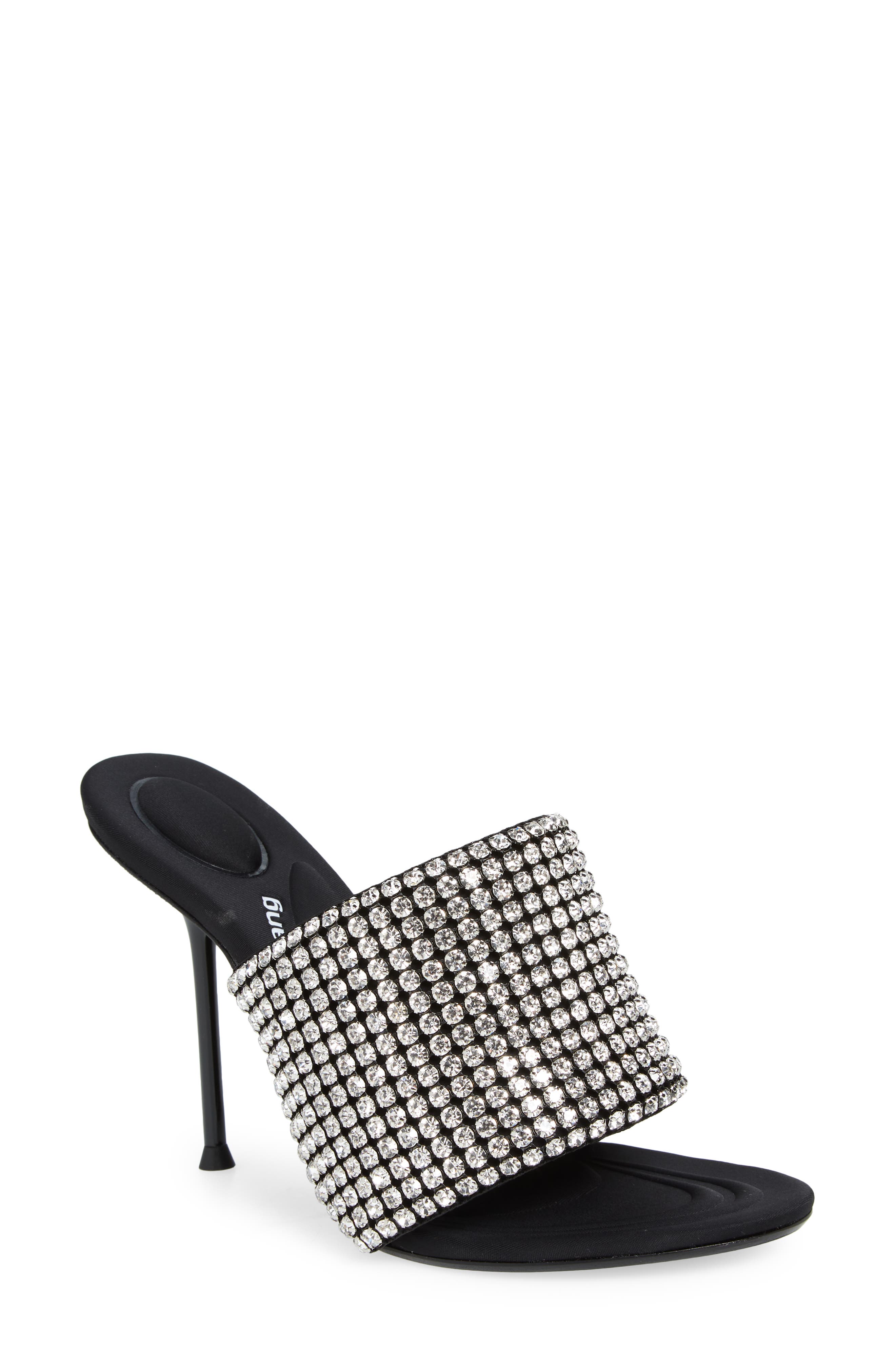 Sienna Crystal Embellished Slide Sandal, Main, color, BLACK