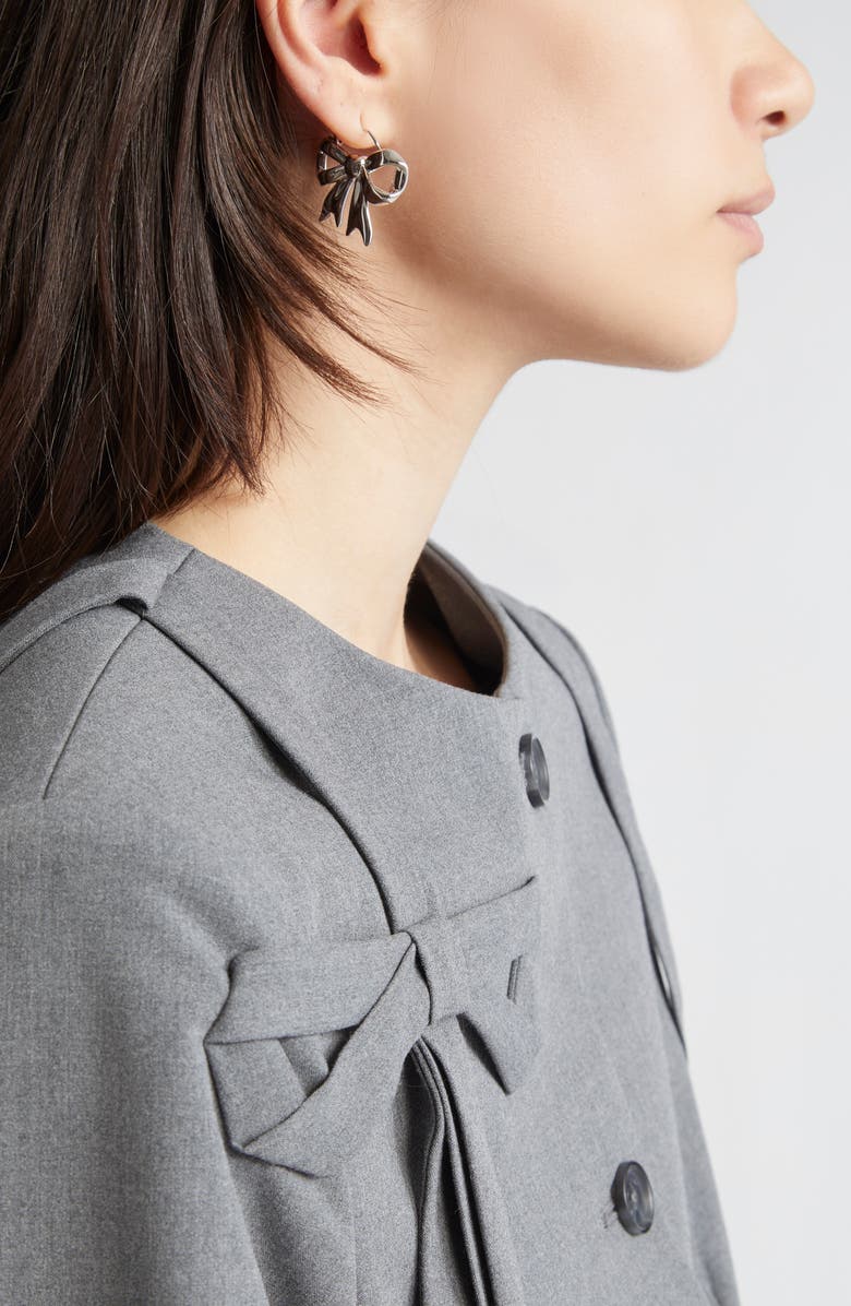 Sandy Liang Monyo Bow Hoop Earrings, Alternate, color, Sterling Silver