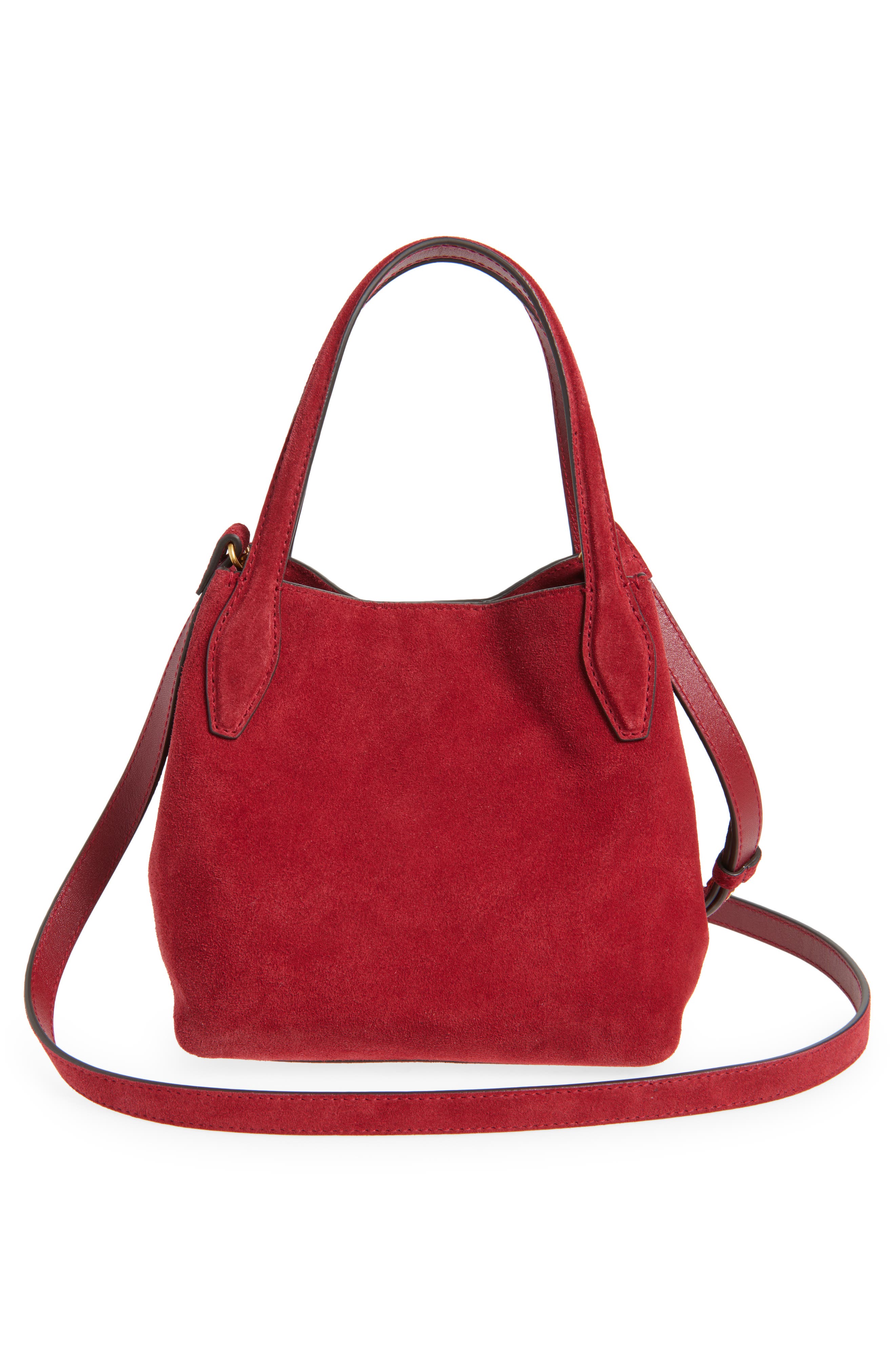 Madewell The Mini Suede Shopper Tote, Alternate, color, Wild Cranberry