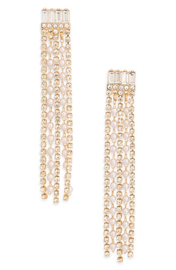 Nordstrom Rack Crystal & Faux Pearl Fringe Drop Earrings In Multi
