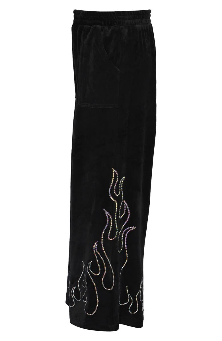 Truly Me Kids' Crystal Flame Velour Wide Leg Pants, Alternate, color, Black