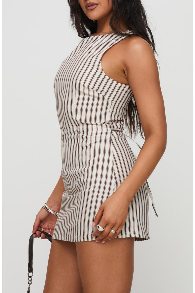Yumiko Stripe Romper, Alternate, color, BROWN