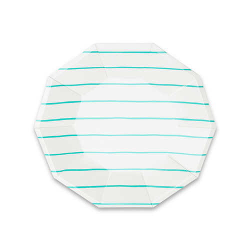 Shop Daydream Society Frenchie Striped Small Plates In Aqua