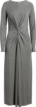 Nordstrom Twist Front Long Sleeve Jersey Maxi Dress