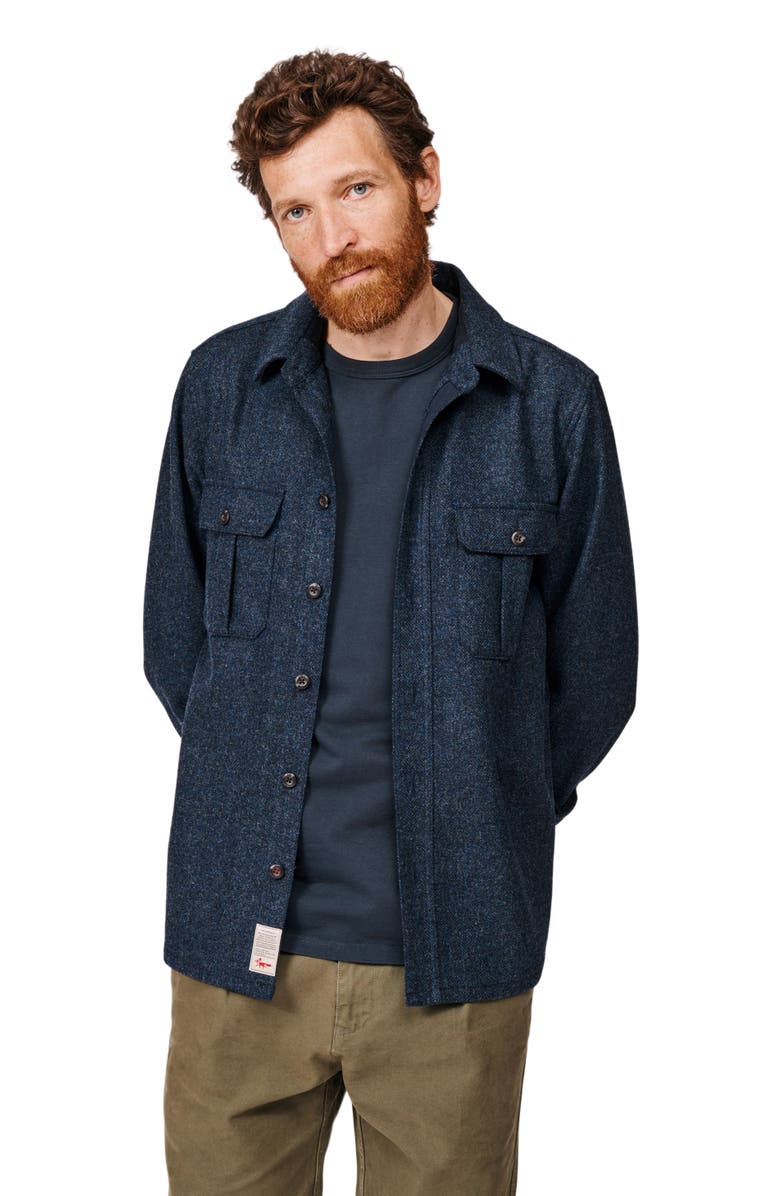 Aubin Ravendale Wool Shirt, Alternate, color, Navy Herringbone