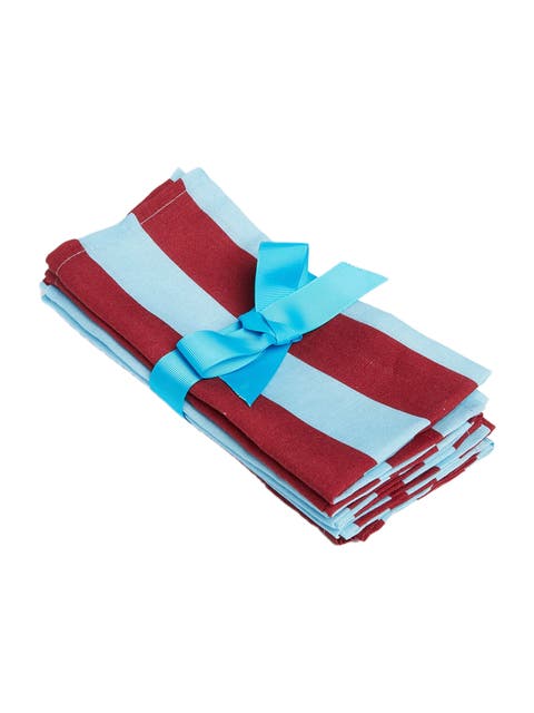 Large Napkins Set Of 6 (45X45) Riga Bordeaux - Azzurro