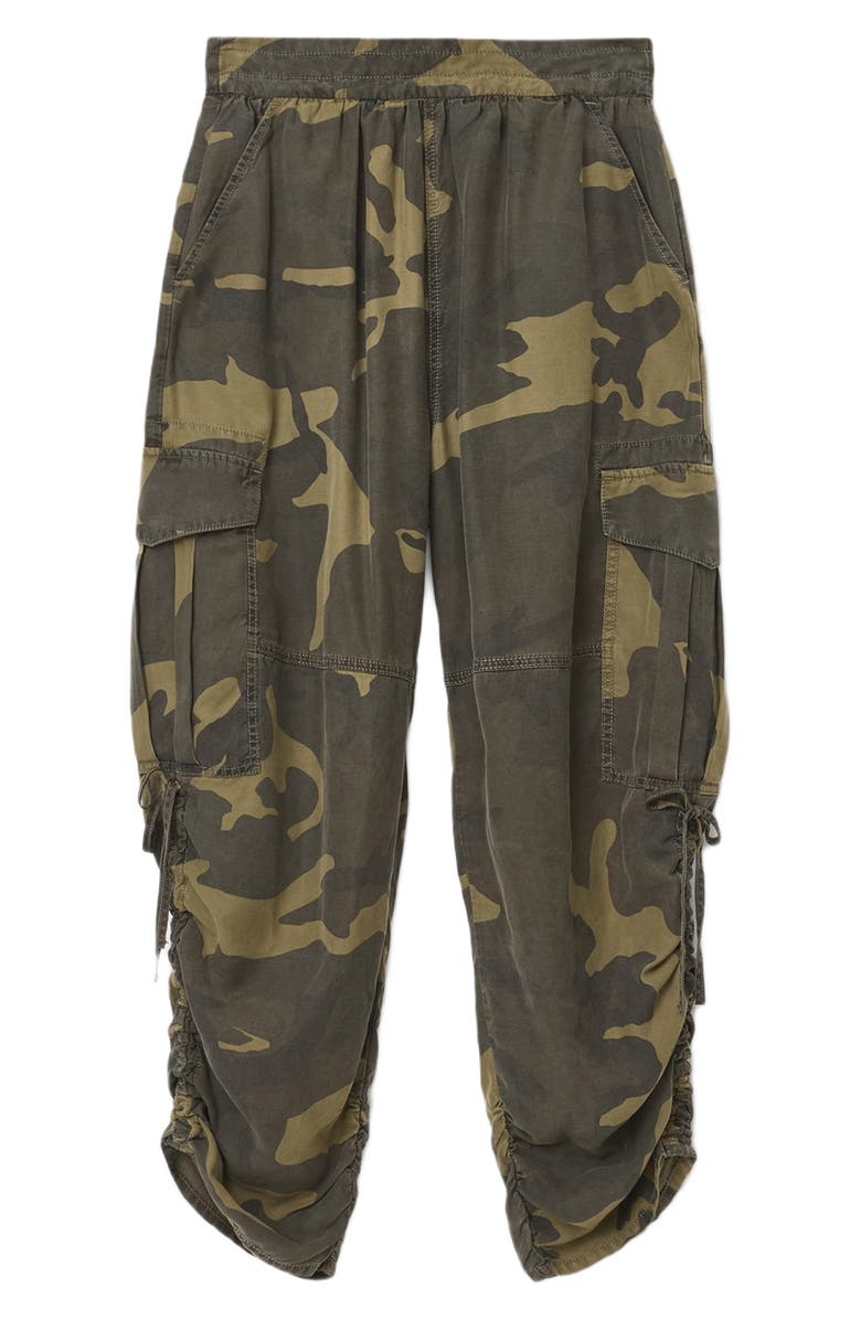 AllSaints Kaye Camo Ruched Cargo Pants, Alternate, color, Camo Green