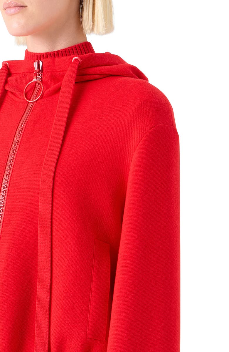 Akris punto Wool Stretch Knit Hooded Bomber Jacket, Alternate, color, Bright Red