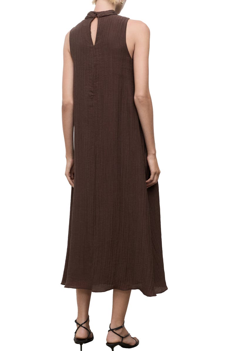 MANGO Mock Neck Sleeveless Trapeze Dress, Alternate, color, Chocolate