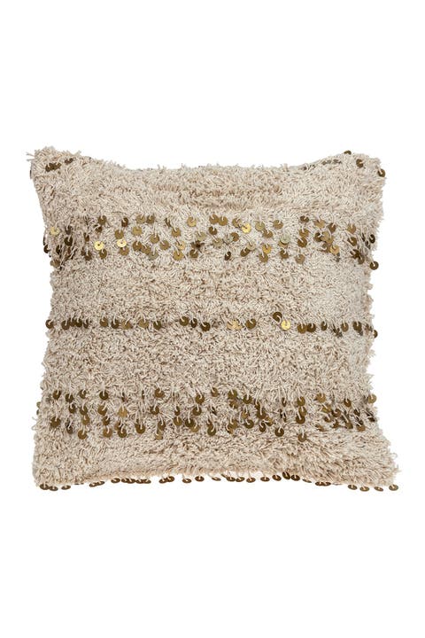 Acacia Transitional Beige Throw Pillow