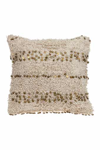 Acacia Transitional Beige Throw Pillow