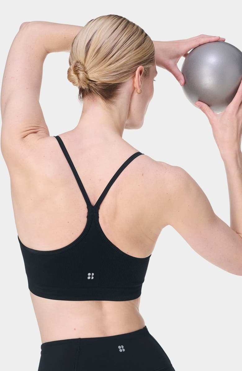 Sweaty Betty Spirit Restored Racerback Sports Bra, Alternate, color, Black