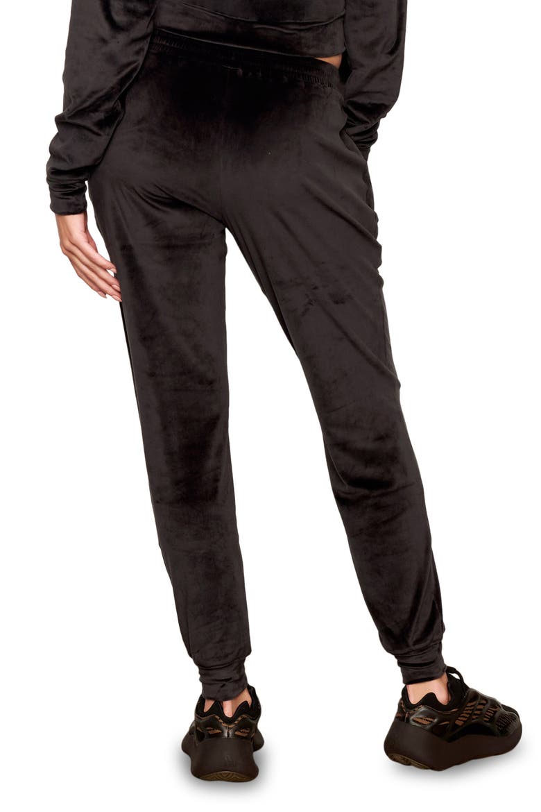 Velour High Waist Joggers, Alternate, color, SOOT