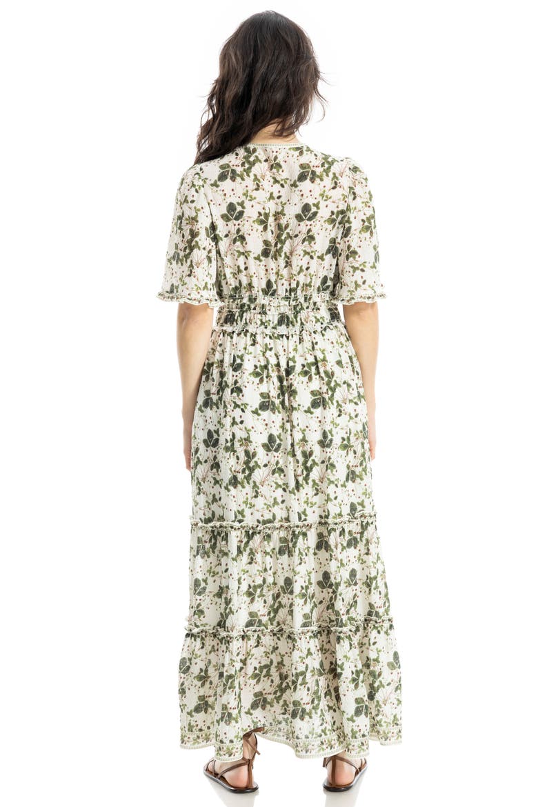 Ruffle Sleeve Tiered Maxi Dress, Alternate, color, CREAM/ RED WILD BERRIES