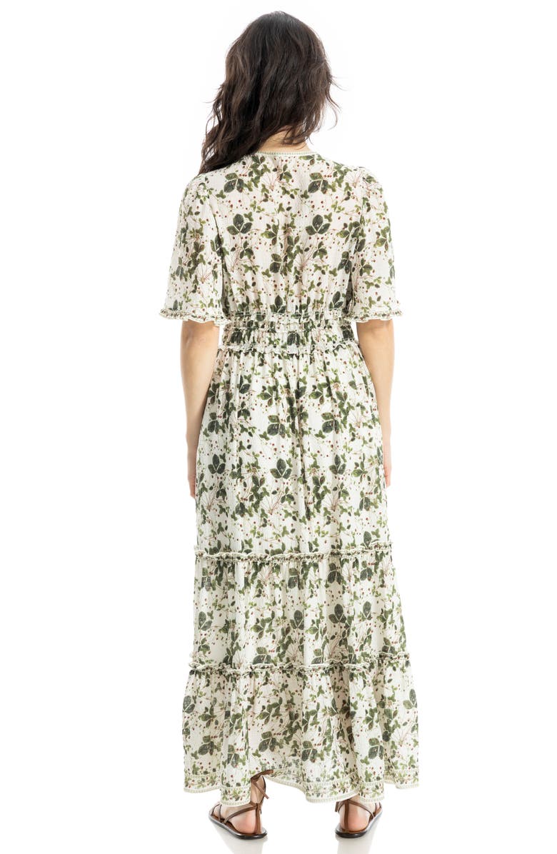 MAX STUDIO Ruffle Sleeve Tiered Maxi Dress, Alternate, color, Cream/ Red Wild Berries