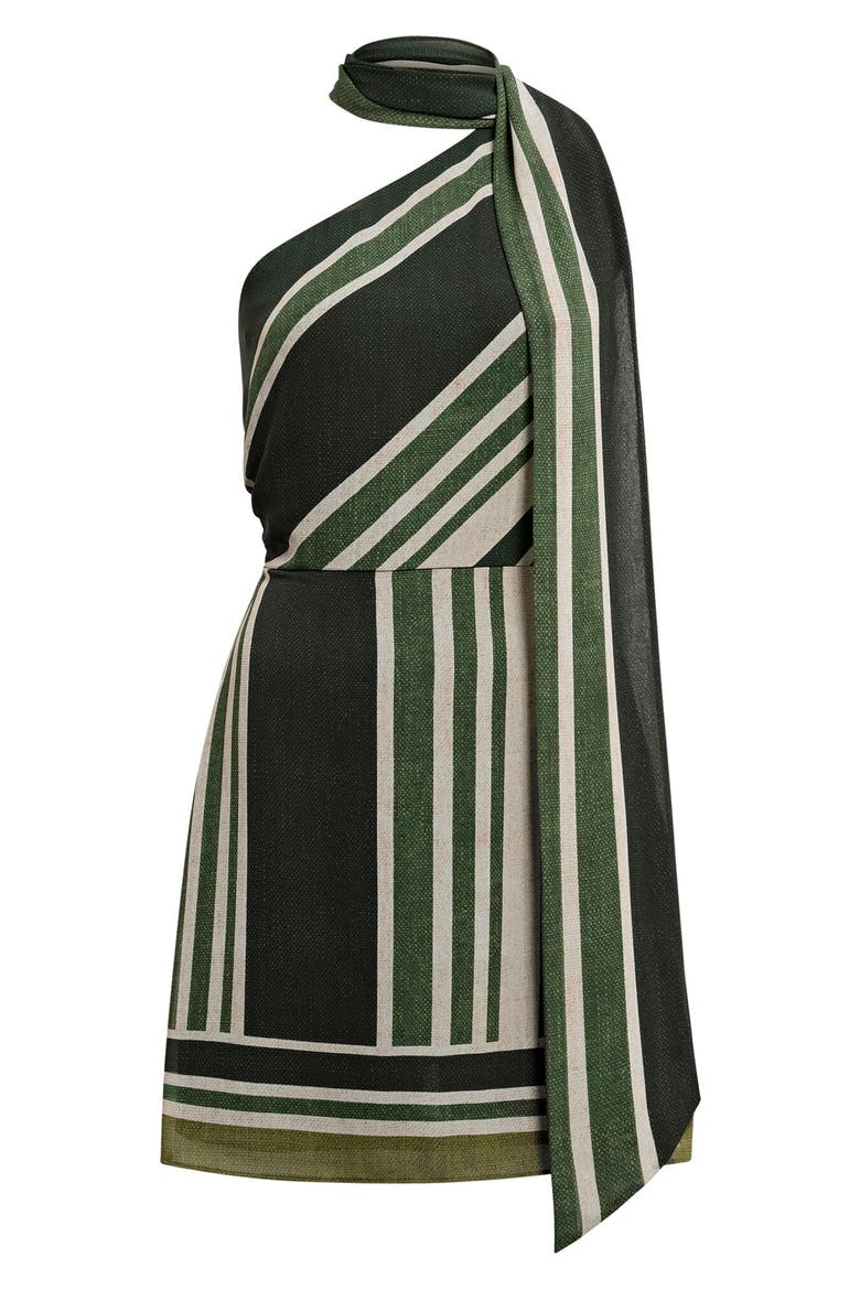 Trudy One-Shoulder Minidress, Alternate, color, VERDE STRIPE