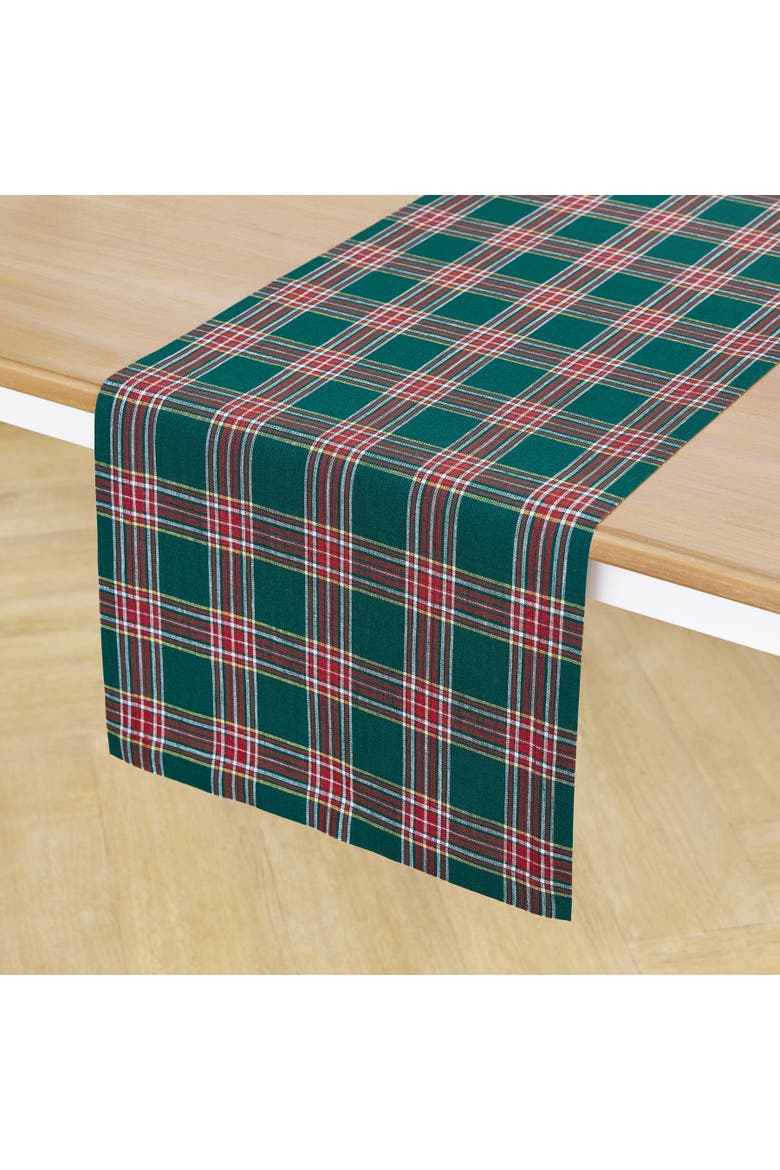 Linen Table Runner - Green Tartan Plaid, Alternate, color, Green