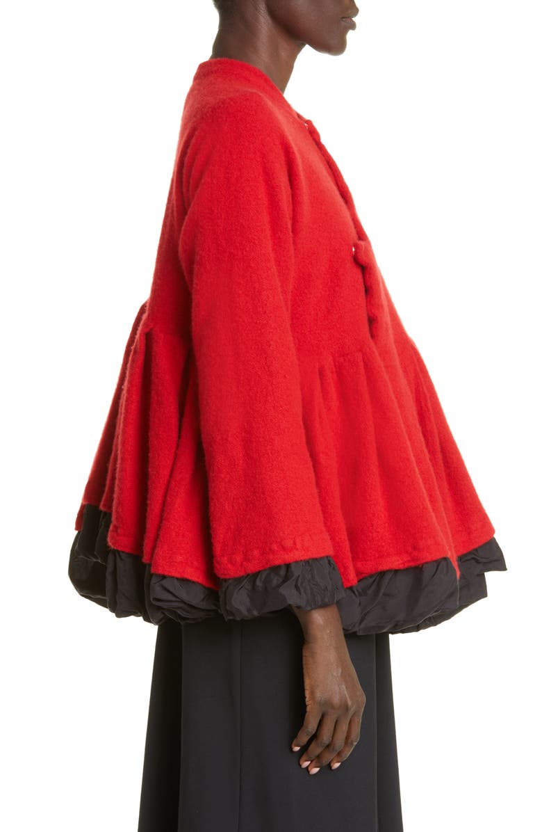 Comme des Garçons Wool & Nylon Serge Peplum Jacket, Alternate, color, Red