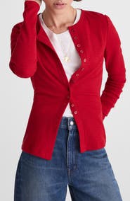 Madewell Waffle Knit Cutaway Crewneck Cardigan
