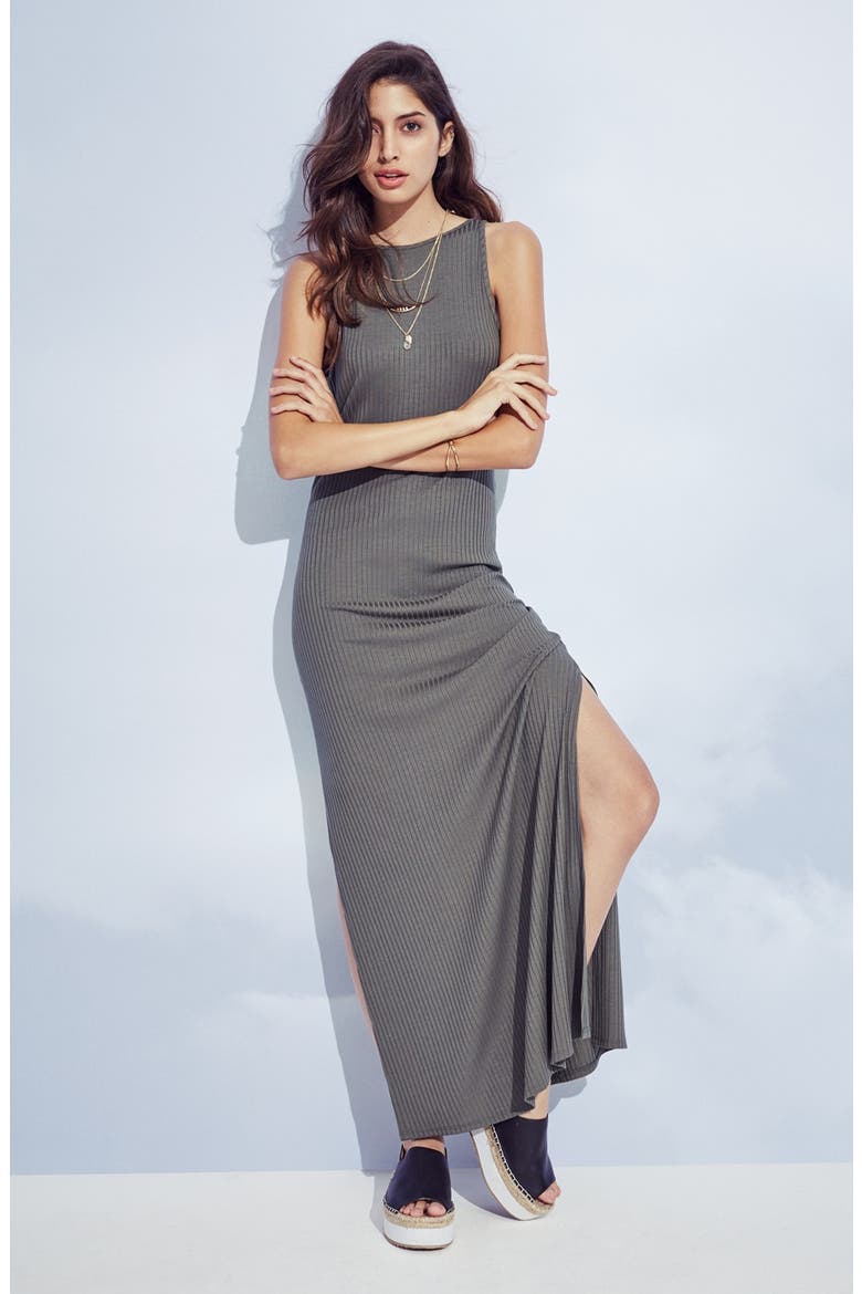 Ribbed Maxi Dress, Alternate, color, OLIVE
