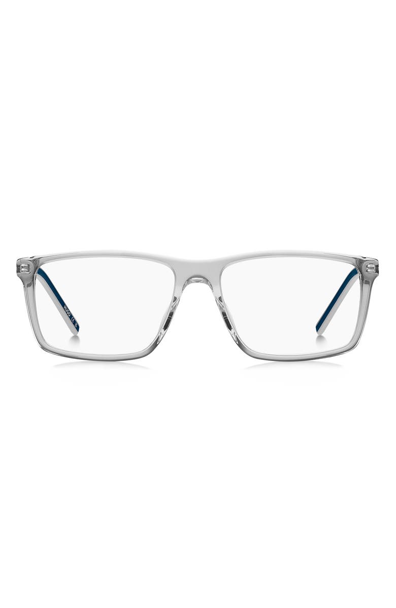 HUGO 55mm Rectangular Optical Glasses, Main, color, Grey