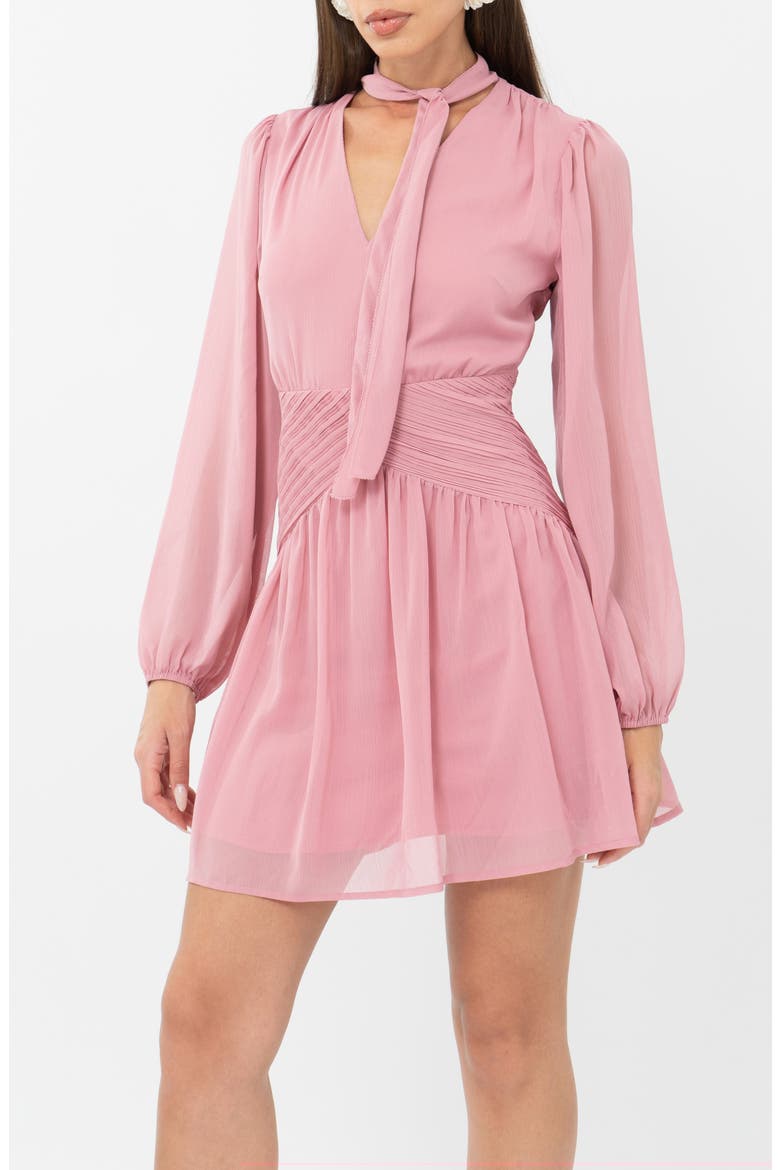Betsy Neck Tie Minidress, Alternate, color, ROSE