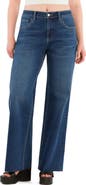 HINT OF BLU Raw Hem Wide Leg Jeans