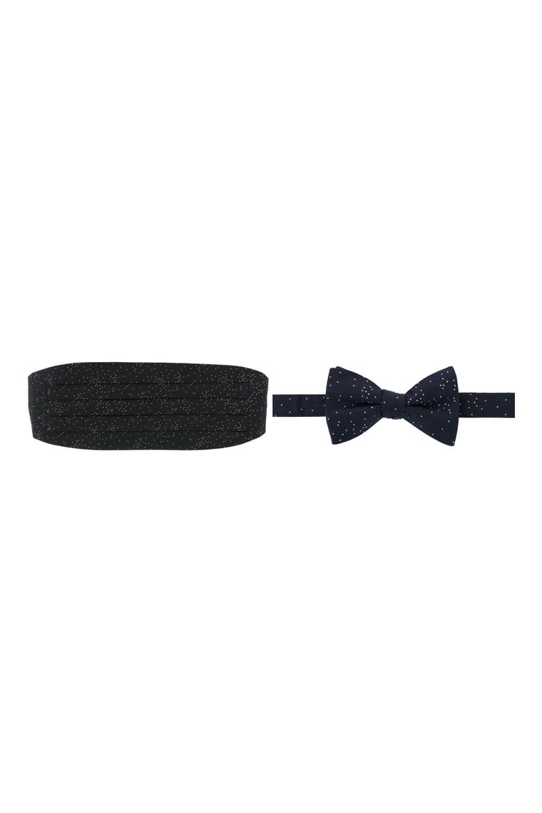 Mystere Metallic Star Light Cummerbund & Bow Tie Bundle, Main, color, Black