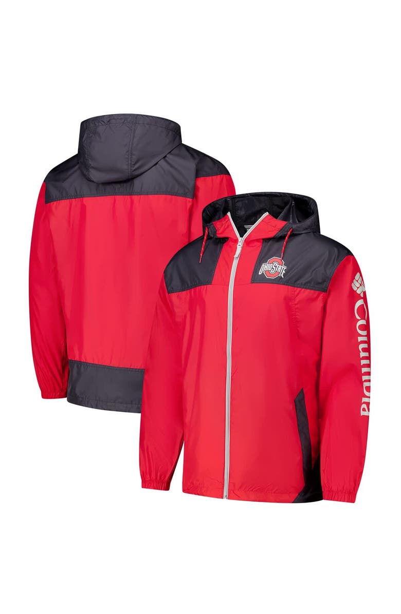 Columbia Men's Columbia Scarlet Ohio State Buckeyes Flash Challenger II Omni-Shade Full-Zip Windbreaker Jacket, Main, color,