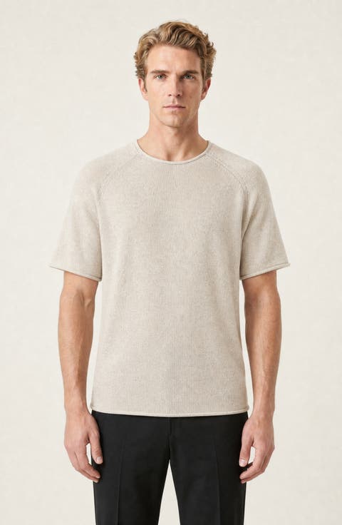 Short Sleeve Raglan Knit Sweater