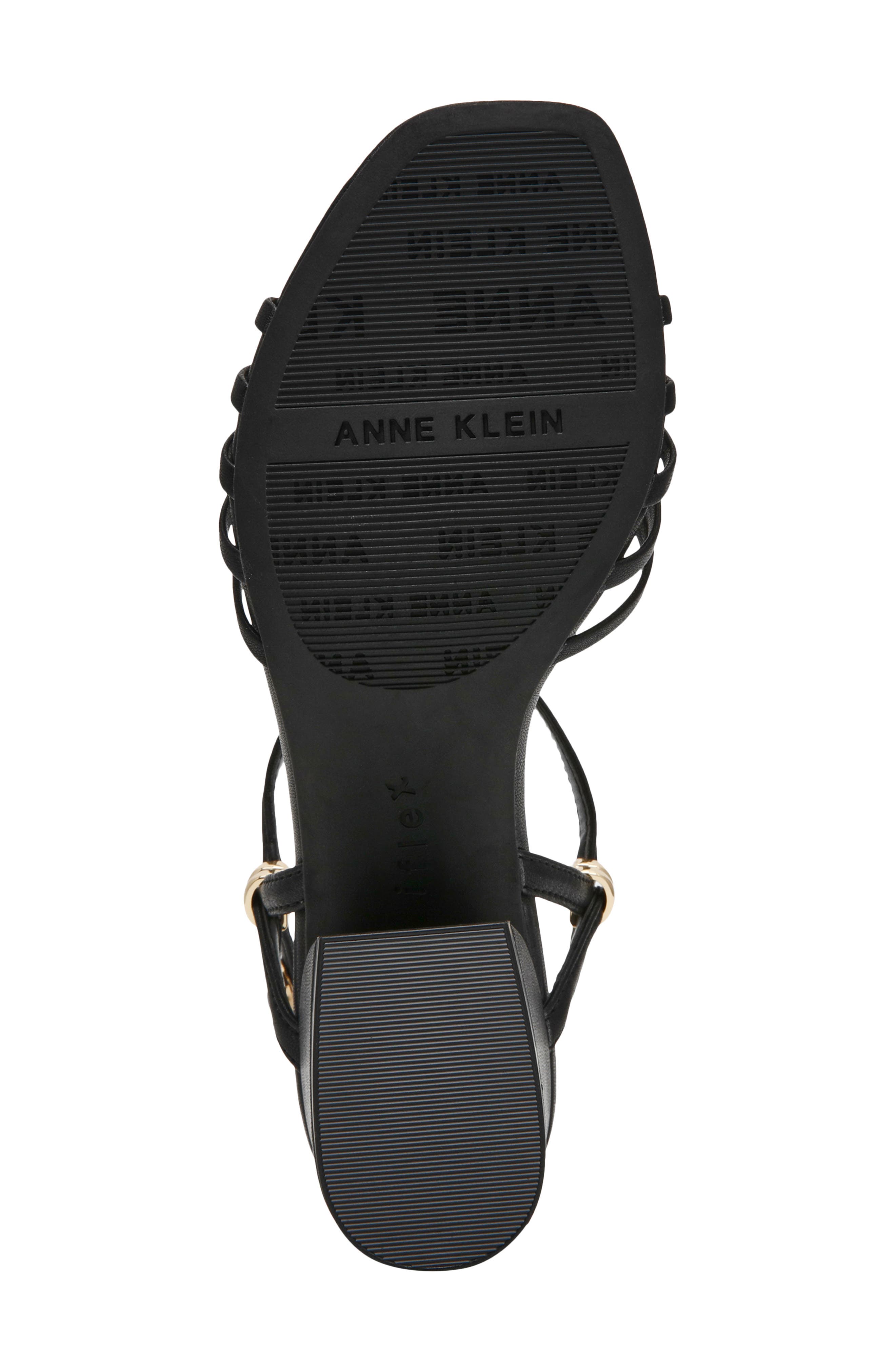 Anne Klein Mikayla Ankle Strap Sandal, Alternate, color, Black Pu