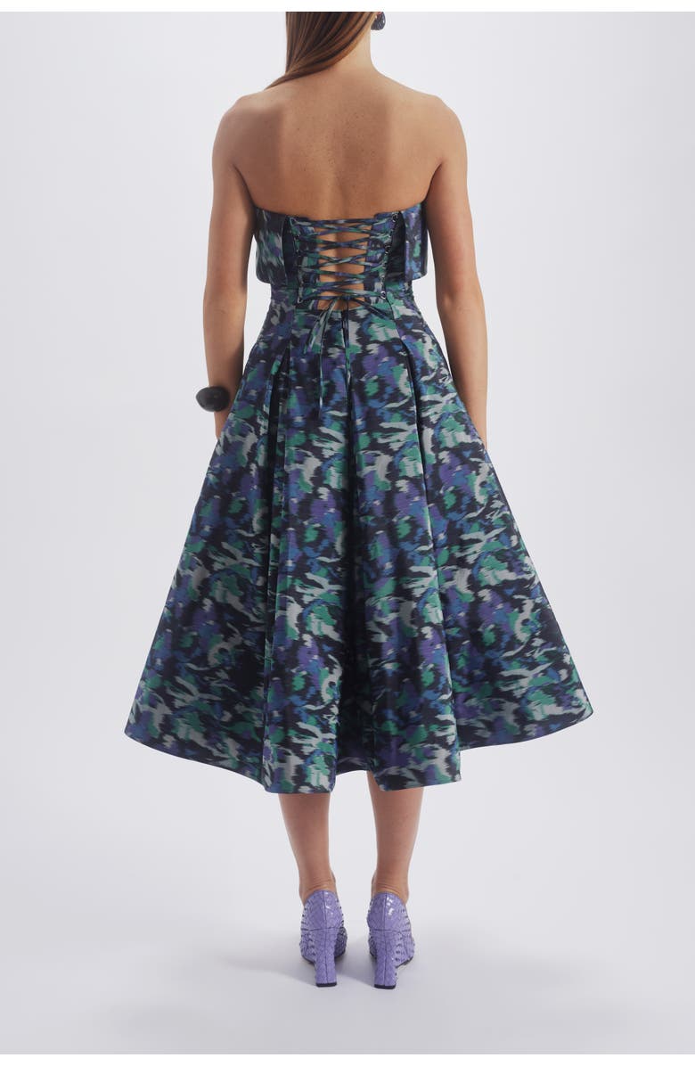 Amsale Printed Laced Back Dress, Alternate, color, Purple-Multi