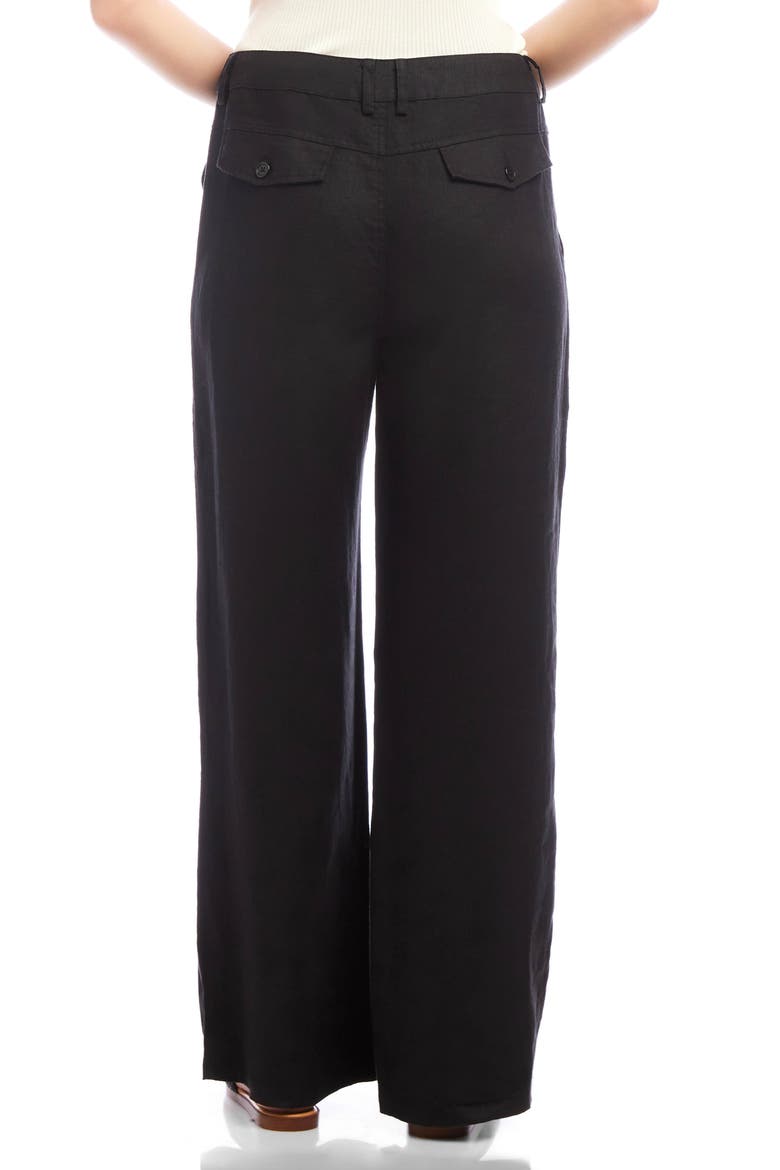 Patch Pocket Wide Leg Linen Pants, Alternate, color, BLACK