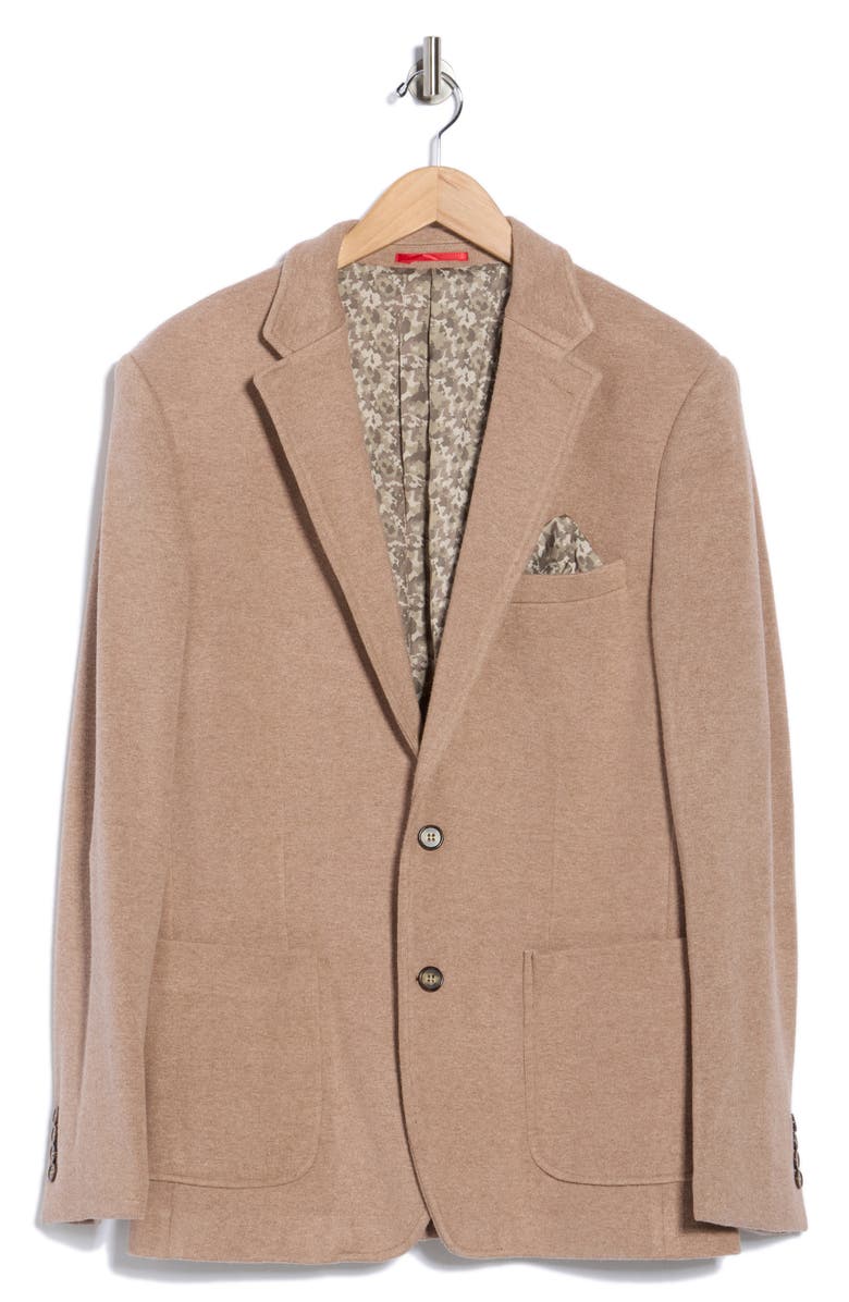 Lucky Brand Brushed Ribbed Knit Sport Coat, Main, color, Camel Heather