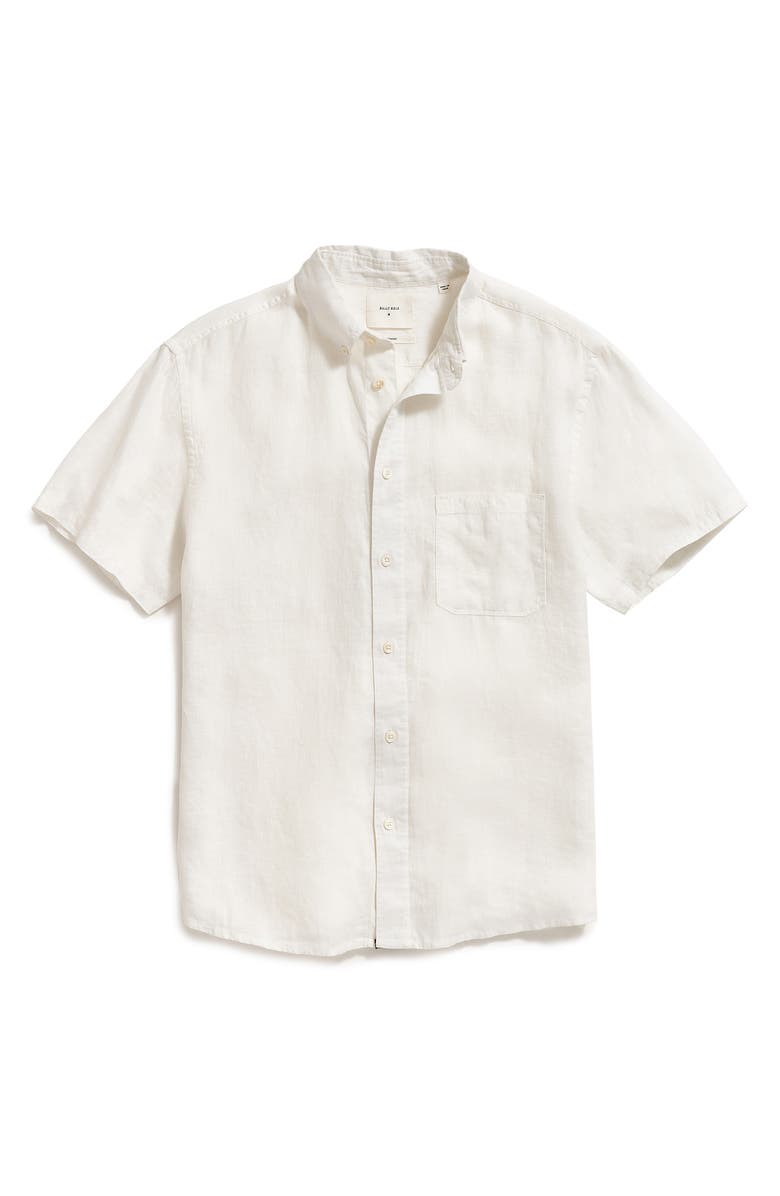 Billy Reid Tuscumbia Standard Fit Short Sleeve Linen Button-Down Shirt, Alternate, color, White