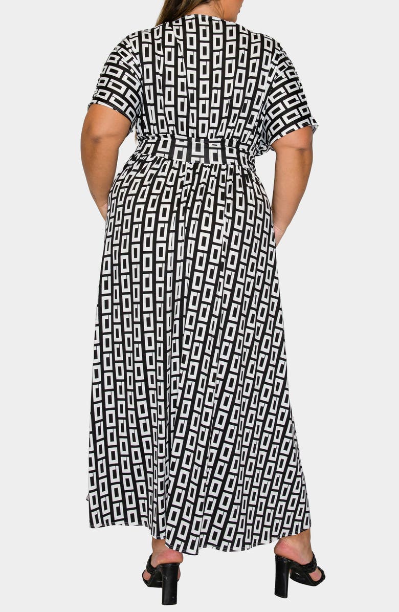 L I V D Bellano Geometric Print Empire Maxi Dress, Alternate, color, Black Ivory