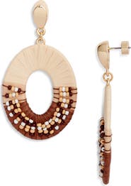 Nordstrom Raffia Beaded Oval Drop Earrings