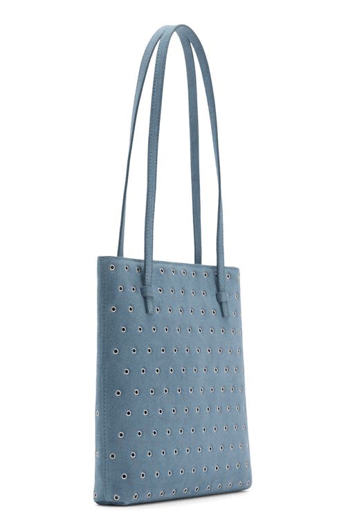 Mango Die-cut Leather Shopper Bag In Blue