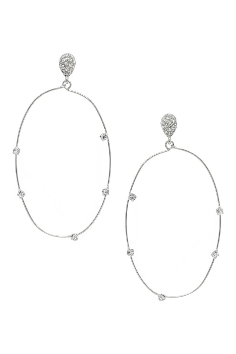 Oval Wire Drop Earrings, Main, color, SILVER