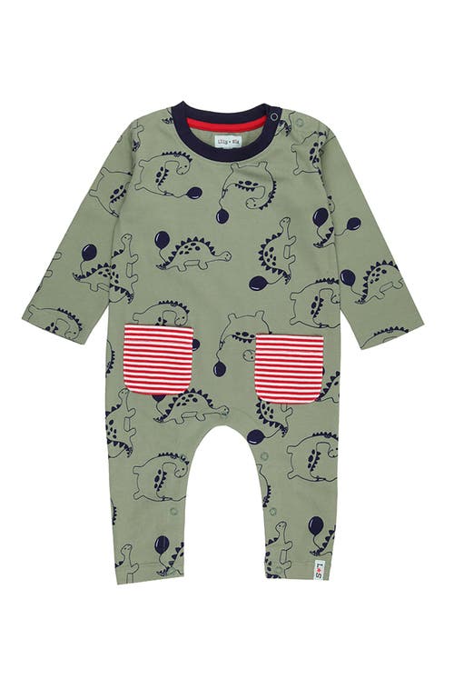 Lilly + Sid Organic Cotton Dizzy Dinosaur Printed Onsie in Green  product