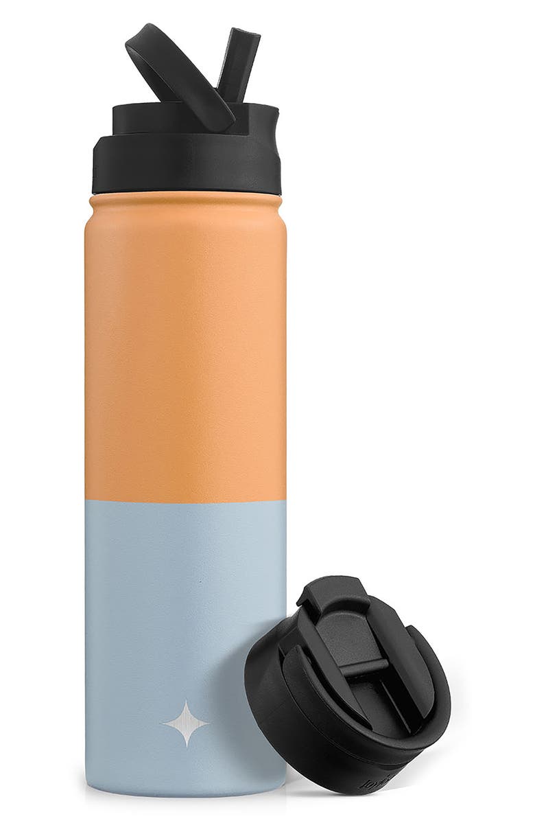 JoyJolt Stainless Steel Lidded Water Bottle, Main, color, Orange/ Blue