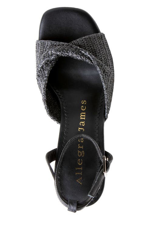 Allegra James Mona Raffia Wedge Sandal In Black