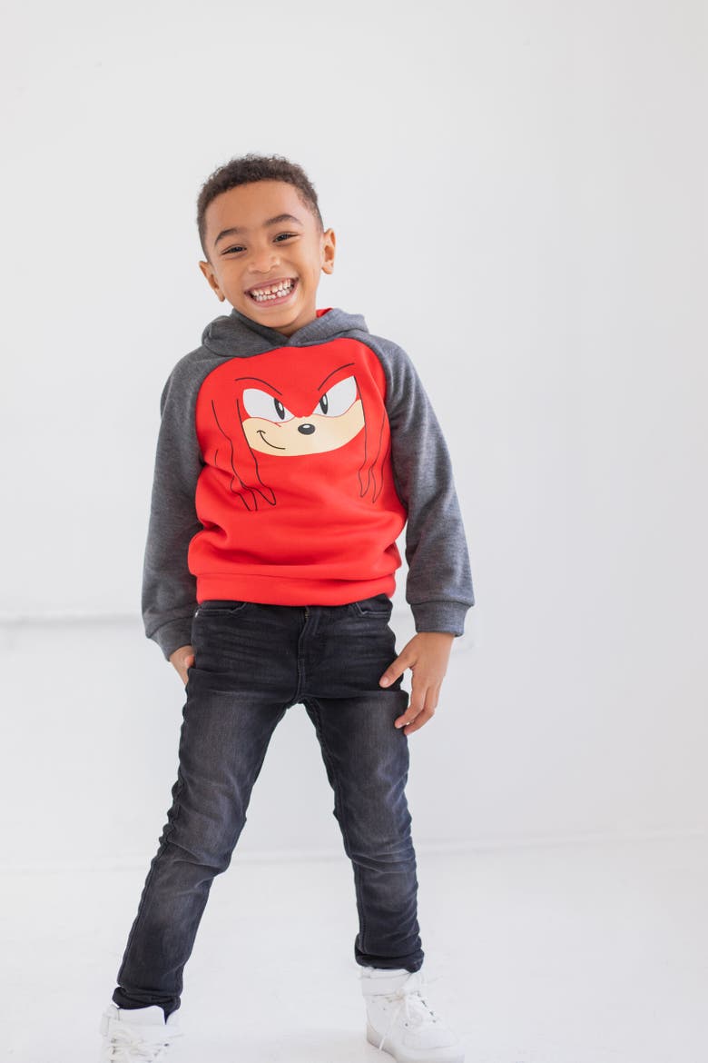 Sonic the Hedgehog Fleece Pullover Hoodie, Alternate, color, Knuckles Red Charcoal