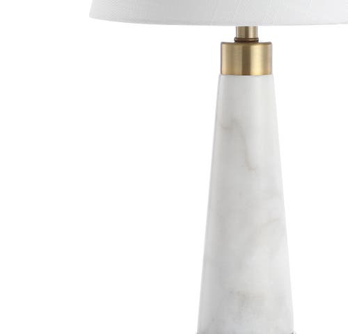 Jonathan Y Travis 26.5" Marble/iron Gold Modern Column Led Table Lamp, White In White