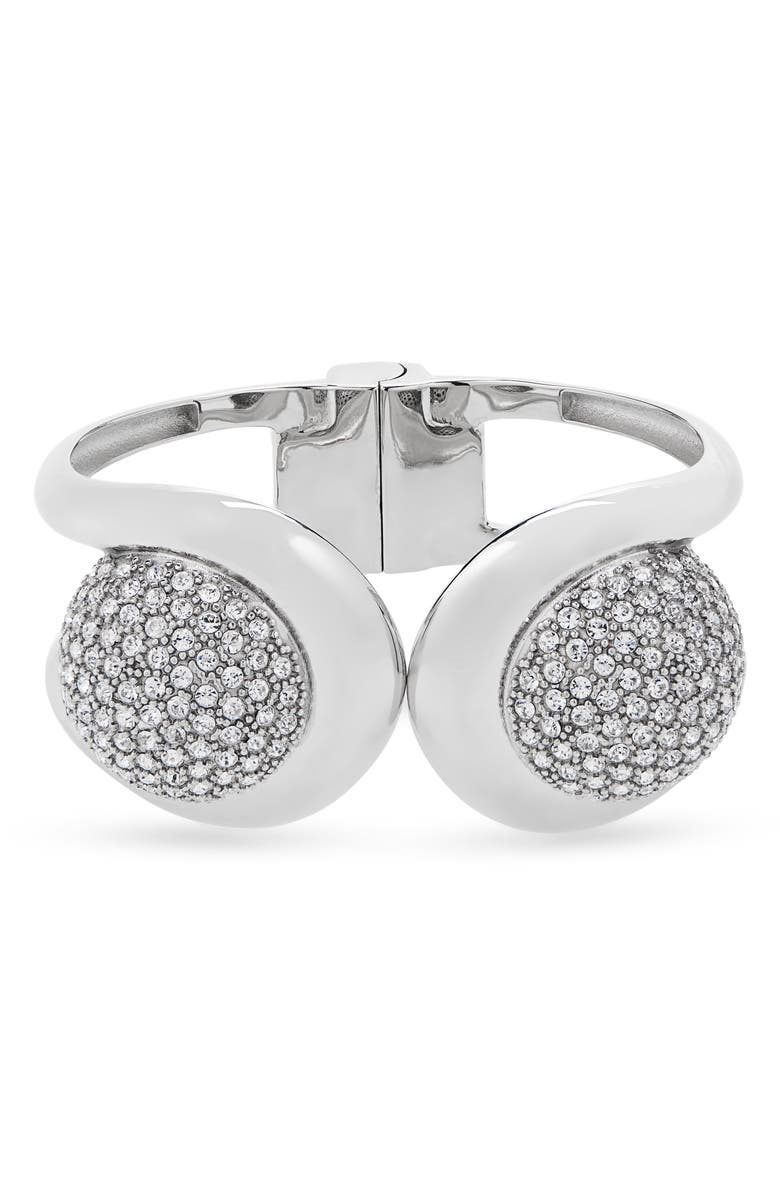 Oscar de la Renta Pavè Hinge Cuff Bracelet, Main, color, Silver