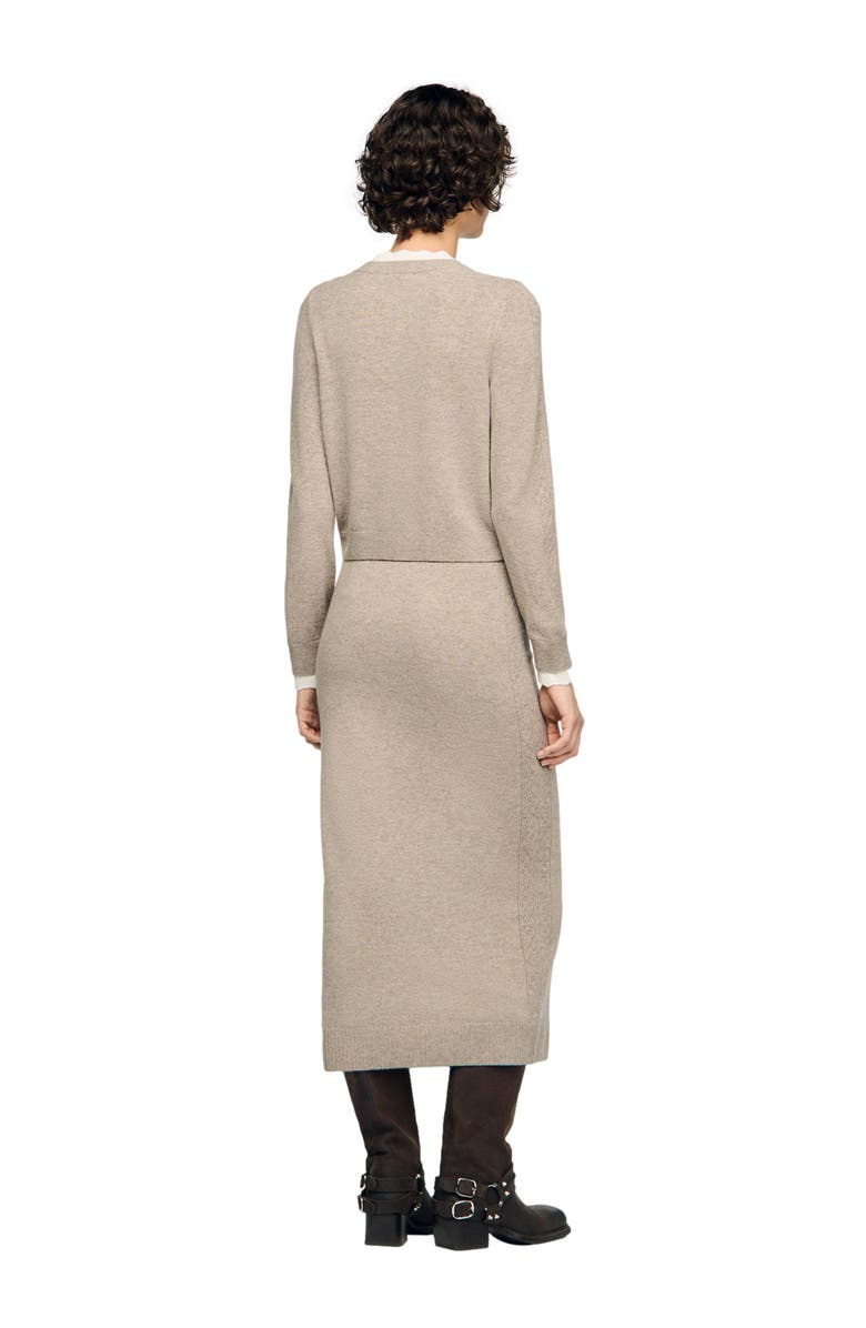 SANDRO Cardigan with contrast collar, Alternate, color, Caramel